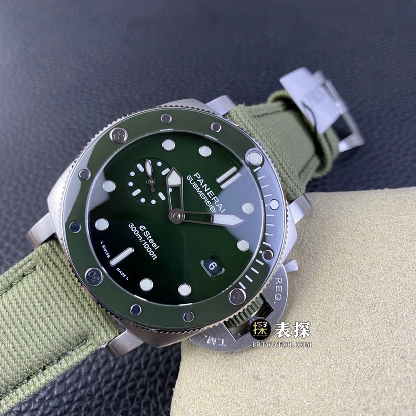 SBF factory Panerai sneak PAM012871:1super watch men's jade green dialleather strap picture and price front live photo