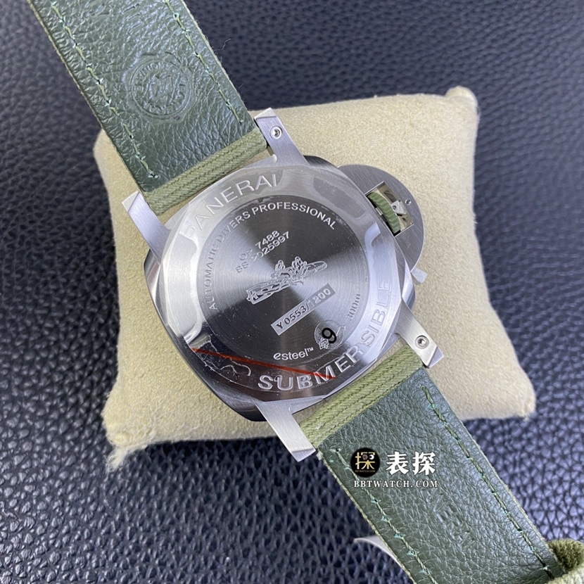 SBF factory Panerai sneak PAM012871:1super watch men's jade green dialleather strap picture and price caseback live photo