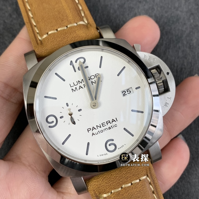TTF factory Panerai Lumino watch men's white dialleather strap model pictures and prices front live photo