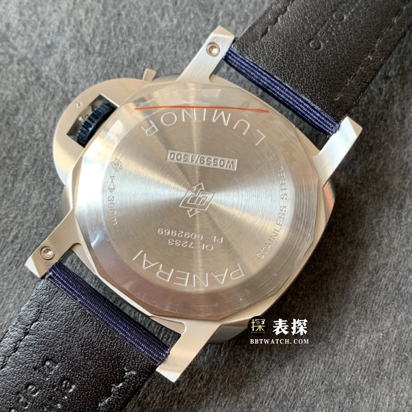 TTF factory Panerai Lumino PAM011571:1top-tier watch men's dark blue dialleather strap picture and price caseback live photo