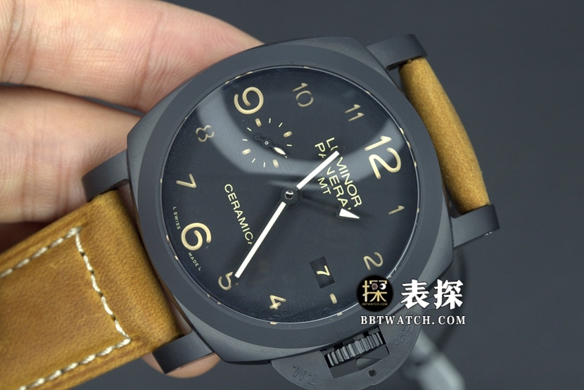 SBF factory Panerai1:1super watch men's black dialleather strap model pictures and prices front live photo