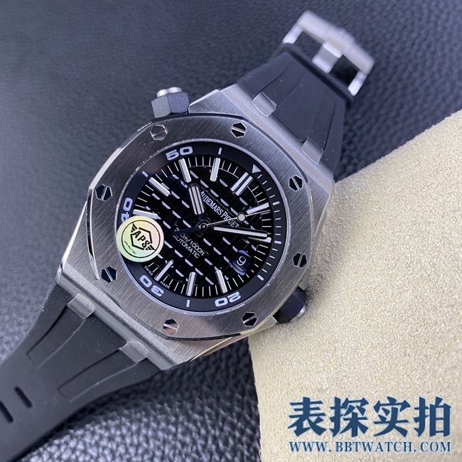 APSAudemars Piguetblack dialRoyal Oaktop-tier replica15710 watch_price_picture_quality like front