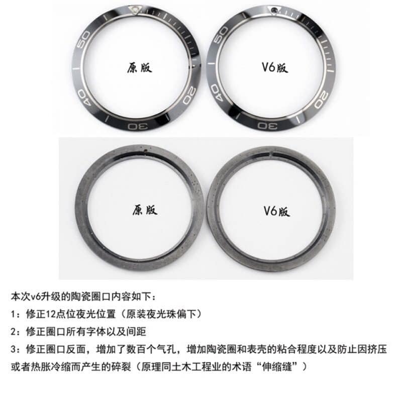 N FactoryOmegaSeamaster Series 1948 Limited Edition V6 Upgraded Version Comparison OEM Evaluation Bezel Chart