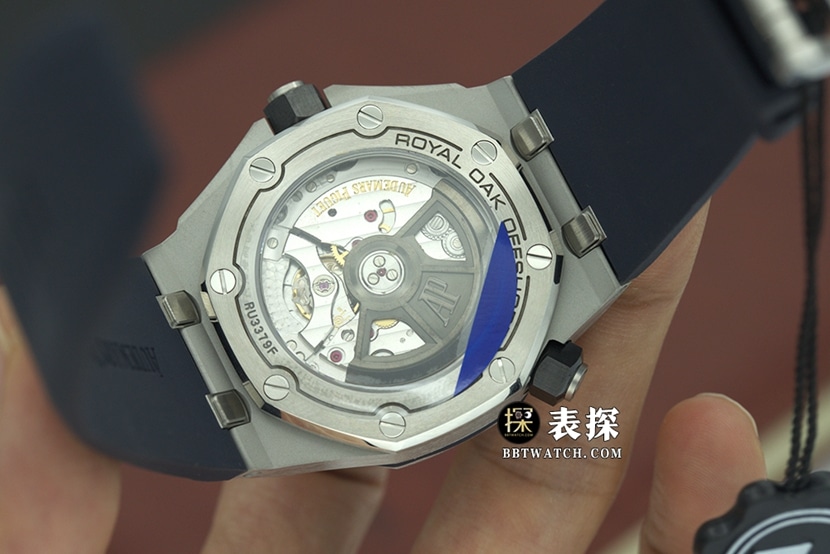 ZFAudemars Piguet men's Royal Oak offshore top-tier watch sea blue dial rubber model 15720ST.OO.A027CA.01caseback live photo
