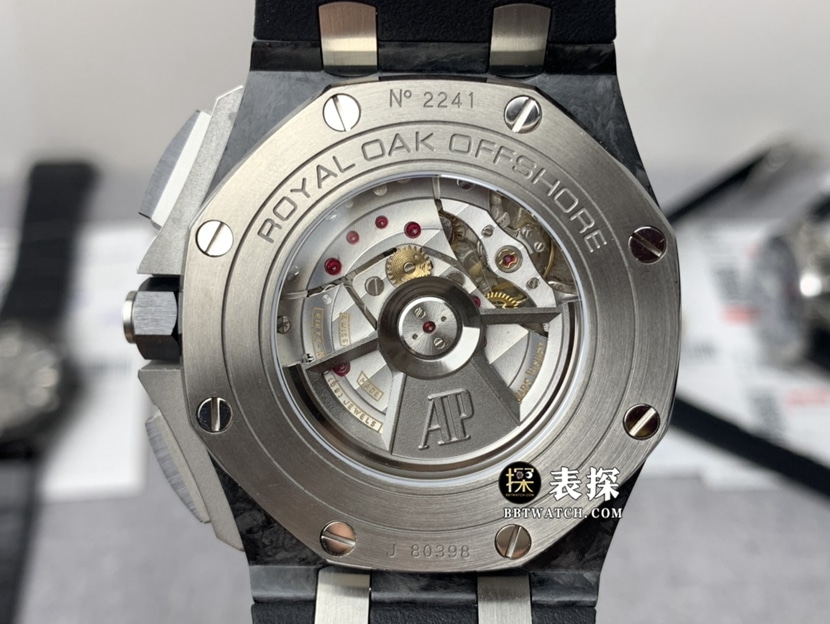 JF factory Audemars PiguetRoyal Oak offshore type 264001:1super watch men's black panda plate steel bracelet model pictures and prices caseback live photo