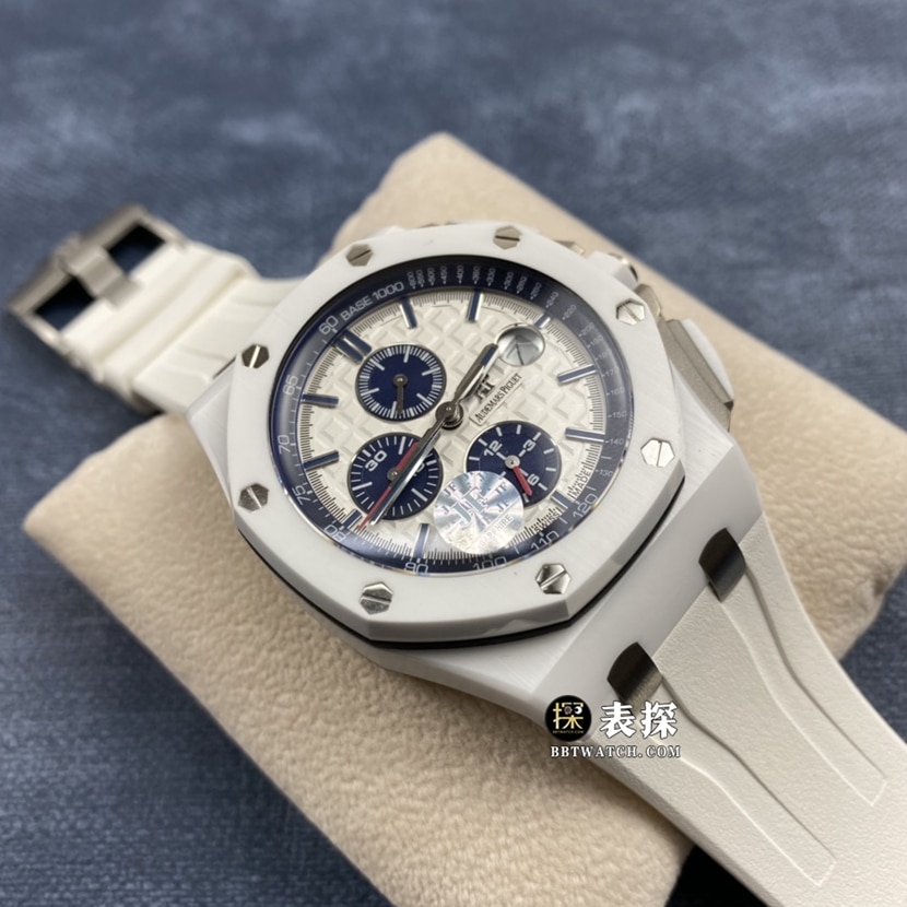 JF factory Audemars PiguetRoyal Oak offshore 26400super watch men's white panda dial chronograph rubber model pictures and prices front live photo