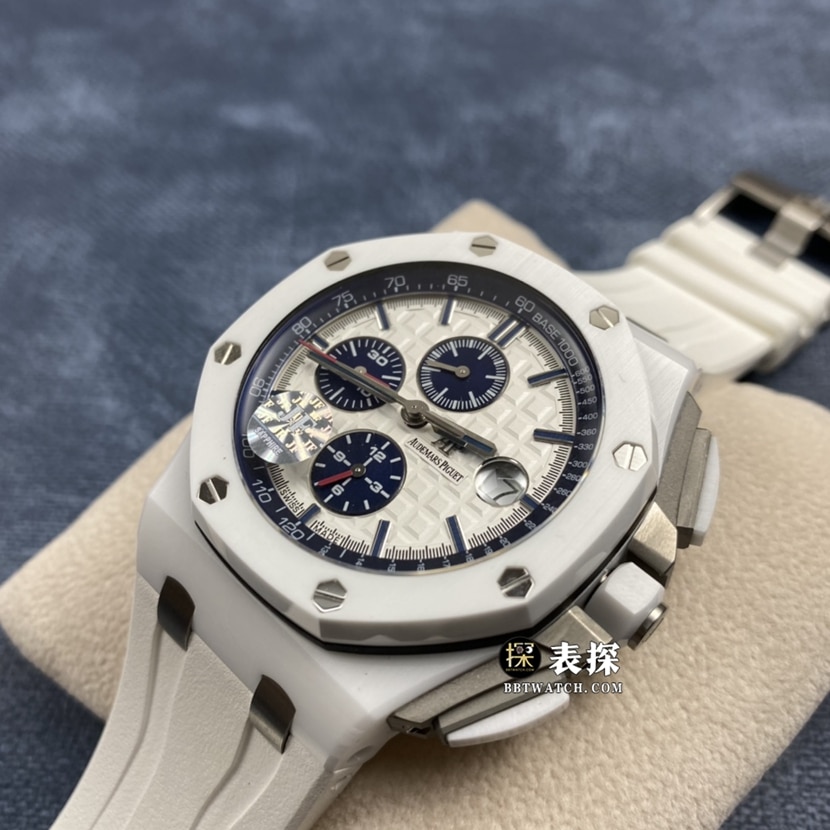 JF factory Audemars PiguetRoyal Oak offshore 26400super watch men's white panda dial chronograph rubber model pictures and prices front live photo