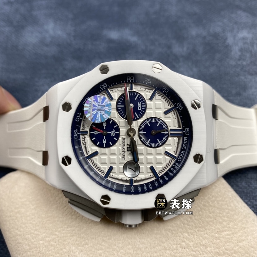 JF factory Audemars PiguetRoyal Oak offshore 26400super watch men's white panda dial chronograph rubber model pictures and prices front live photo
