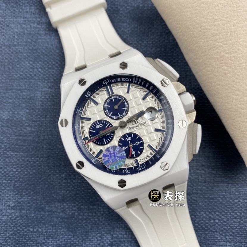 JF factory Audemars PiguetRoyal Oak offshore 26400super watch men's white panda dial chronograph rubber model pictures and prices front live photo