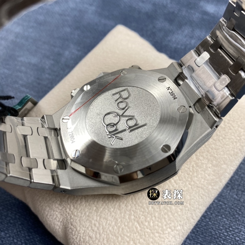 OM FactoryAudemars PiguetRoyal Oak1:1top-tier watch men's blue panda dial chronographsteel bracelet model pictures and prices caseback live photo