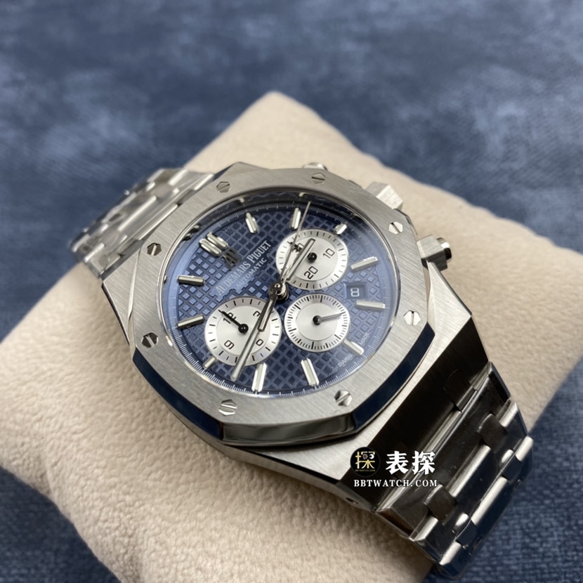 OM FactoryAudemars PiguetRoyal Oak1:1top-tier watch men's blue panda dial chronographsteel bracelet model pictures and prices front live photo