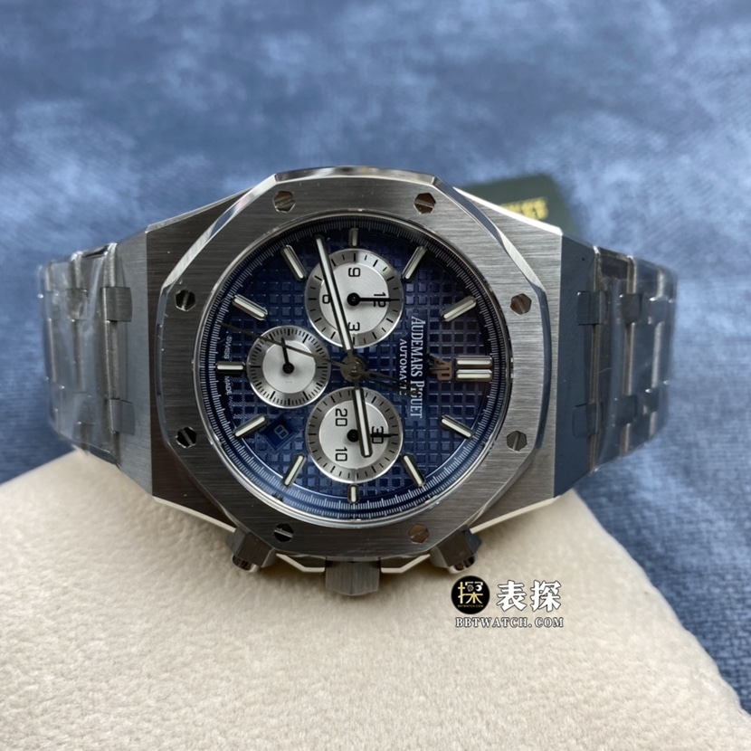 OM FactoryAudemars PiguetRoyal Oak1:1top-tier watch men's blue panda dial chronographsteel bracelet model pictures and prices front live photo