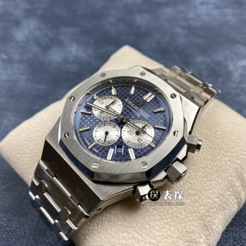 OM FactoryAudemars PiguetRoyal Oak1:1top-tier watch men's blue panda dial chronographsteel bracelet model pictures and prices front live photo