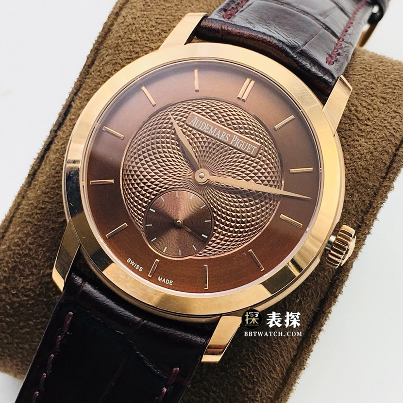 TW factory Audemars Piguettop-tier 1:1high-quality watch men's dark brown dial small second hand leather strap model pictures and prices front live photo