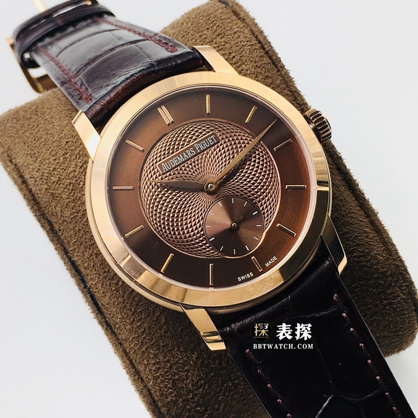 TW factory Audemars Piguettop-tier 1:1high-quality watch men's dark brown dial small second hand leather strap model pictures and prices front live photo