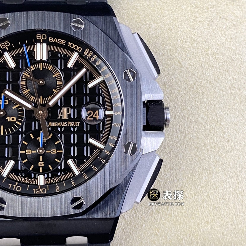 APF factory Audemars PiguetRoyal Oak offshore 26400top-tier 1:1super watch men's black panda disc rubber model pictures and prices front live photo