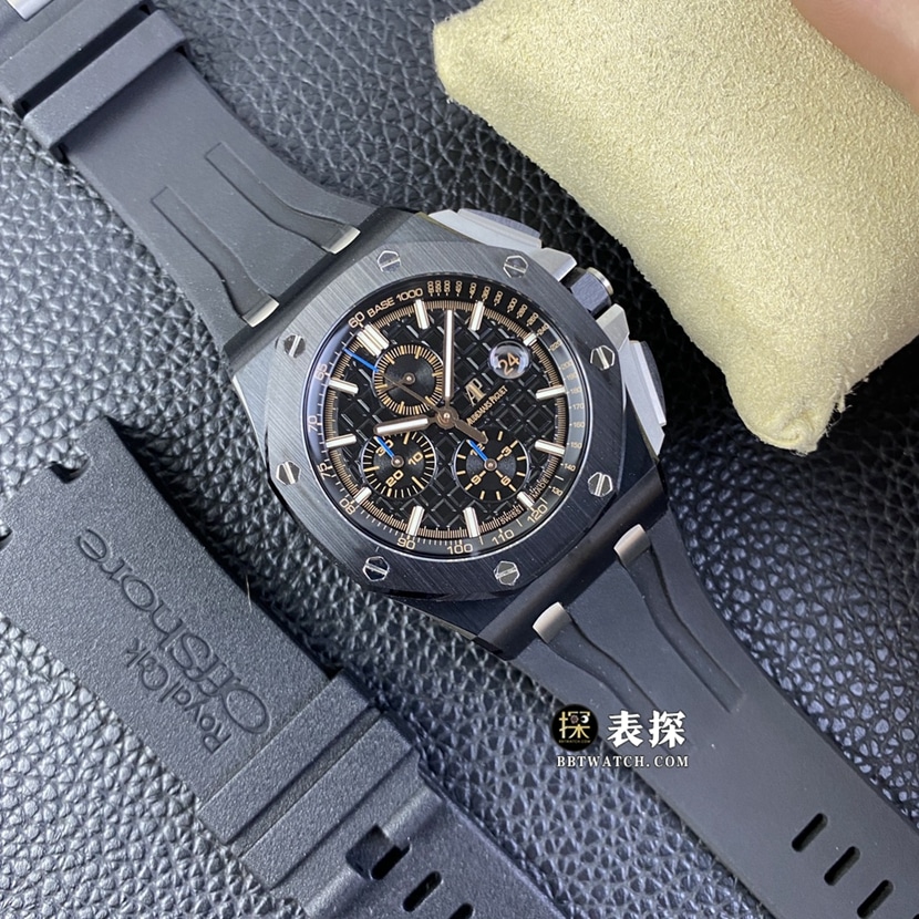 APF factory Audemars PiguetRoyal Oak offshore 26400top-tier 1:1super watch men's black panda disc rubber model pictures and prices front live photo