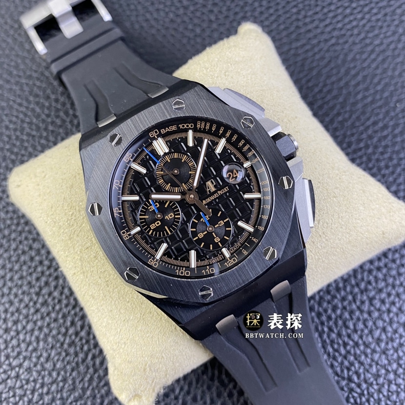 APF factory Audemars PiguetRoyal Oak offshore 26400top-tier 1:1super watch men's black panda disc rubber model pictures and prices front live photo