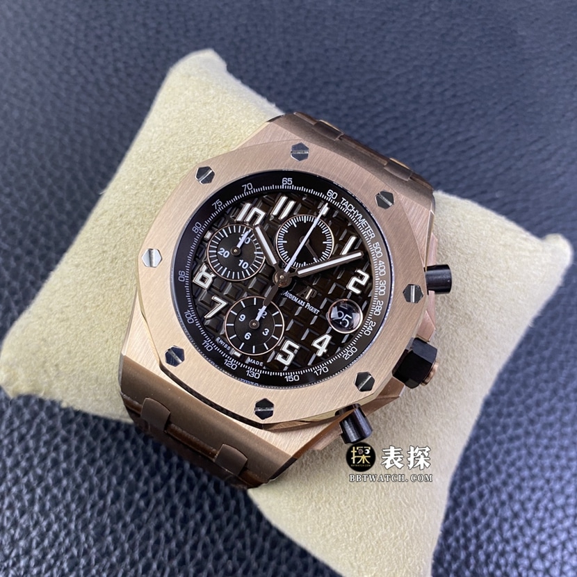 APF factory Audemars PiguetRoyal Oak offshore type 26470 top-tier watch men's coffee panda plate leather strap model pictures and prices front live photo