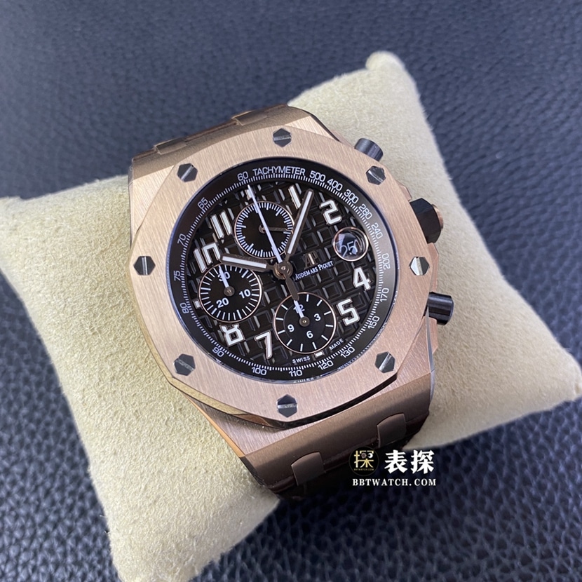 APF factory Audemars PiguetRoyal Oak offshore type 26470 top-tier watch men's coffee panda plate leather strap model pictures and prices front live photo