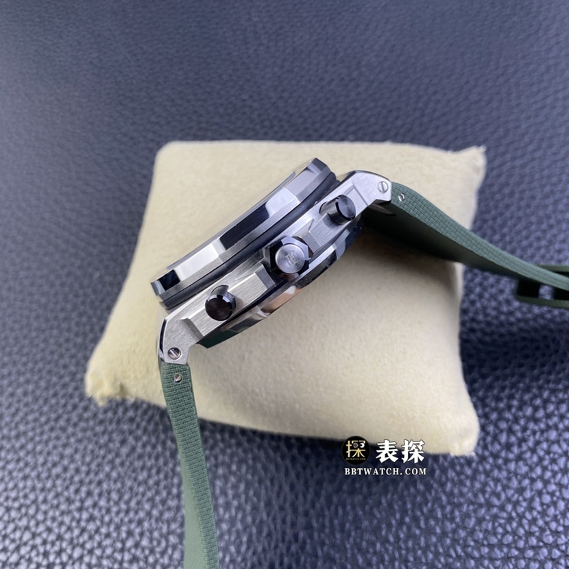 APF factory Audemars PiguetRoyal Oak offshore type watch men's military green plate rubber model pictures and prices side live photo