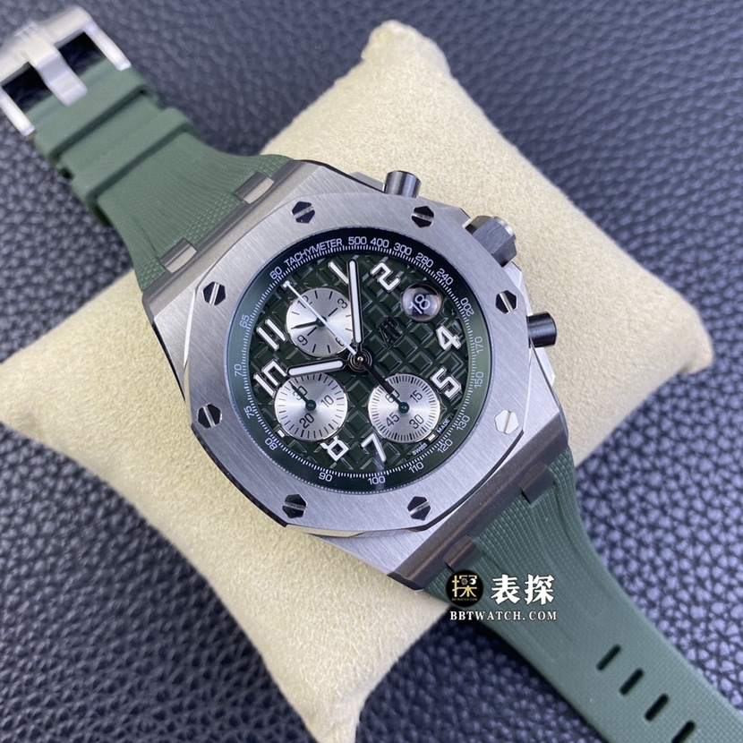 APF factory Audemars PiguetRoyal Oak offshore type watch men's military green plate rubber model picture and price front live photo