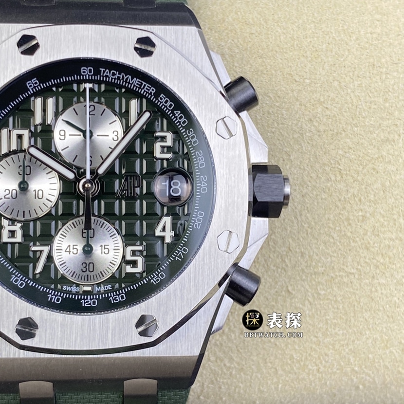 APF factory Audemars PiguetRoyal Oak offshore type watch men's military green plate rubber model picture and price front live photo