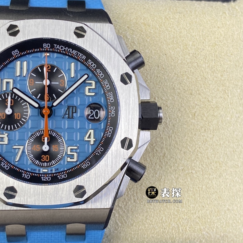 APF factory Audemars PiguetRoyal Oak offshore type 26238super watch men's blue dial rubber model picture and price front live photo