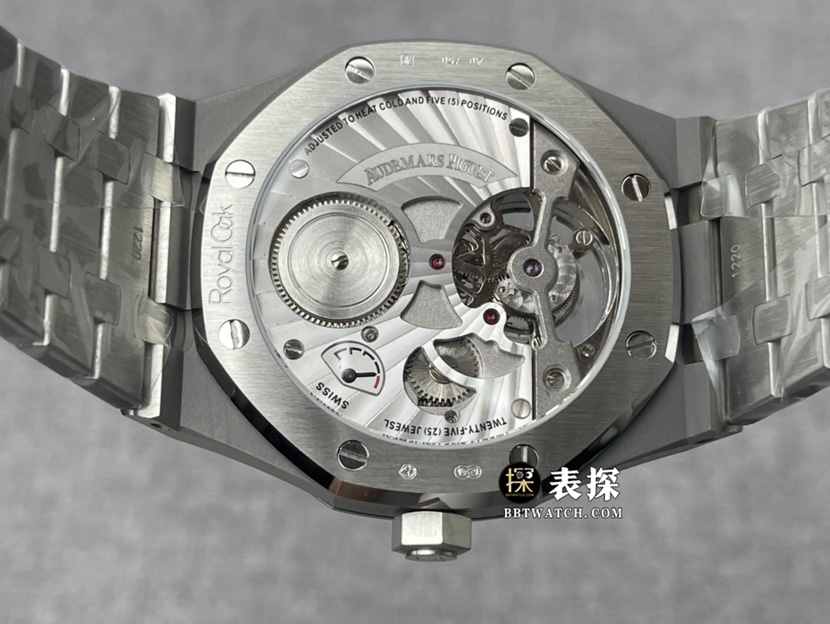R8 factory Audemars PiguetRoyal Oak1:1top-tier watch men's smoked blue dial gradient sapphire crystalsteel bracelet model pictures and prices caseback live photo