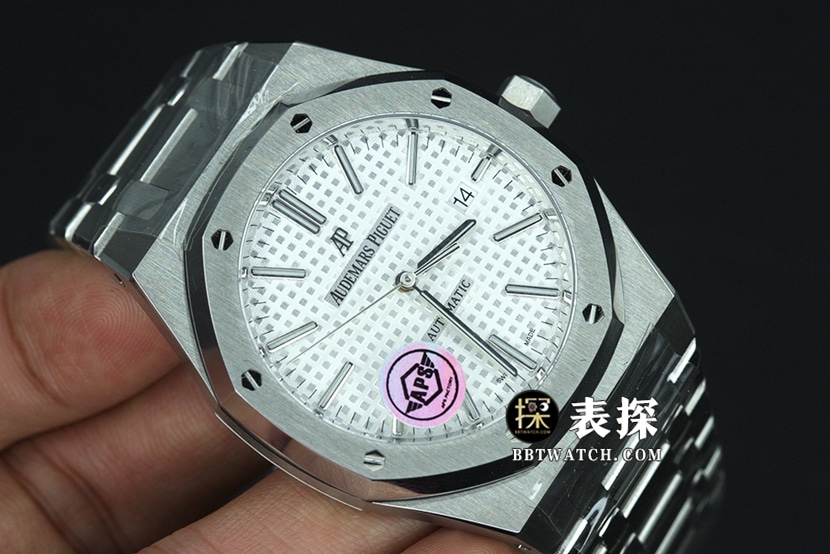 APS factory Audemars PiguetRoyal Oaktop-tier 1:1super watch men's white dialsteel bracelet picture and price front live photo
