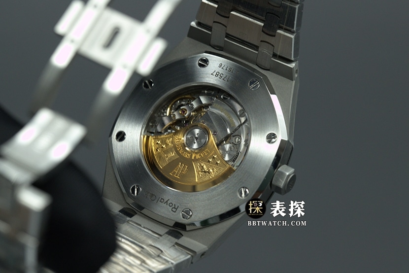 APS factory Audemars Piguet men's Royal Oak series watch black dialsteel bracelet model 15400ST.OO.1220ST.01caseback live photo