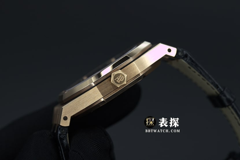 APS factory Audemars PiguetRoyal Oak15500top-tier 1:1super watch men's black dialleather strap picture and price side live photo