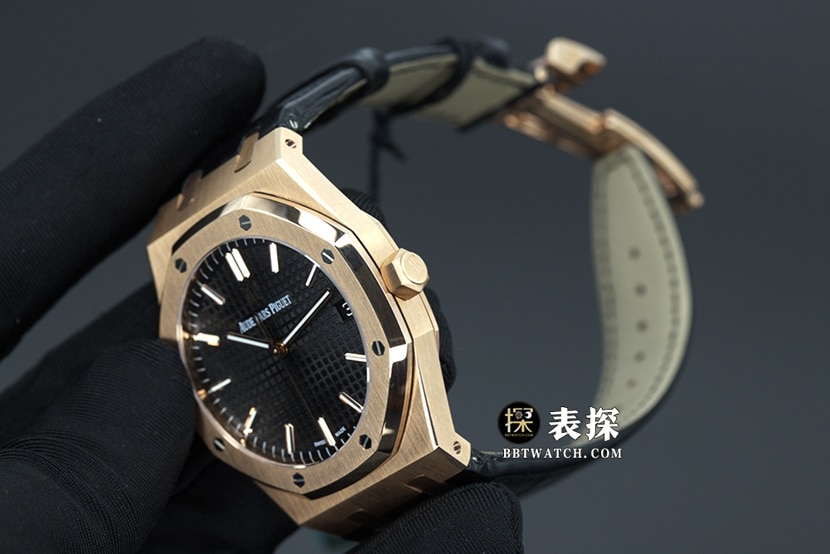 APS factory Audemars PiguetRoyal Oak15500top-tier 1:1super watch men's black dialleather strap picture and price overall live photos