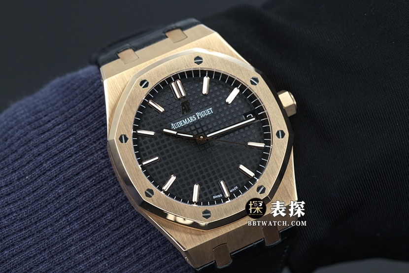 APS factory Audemars PiguetRoyal Oak15500top-tier 1:1super watch men's black dialleather strap picture and price wearing live photos