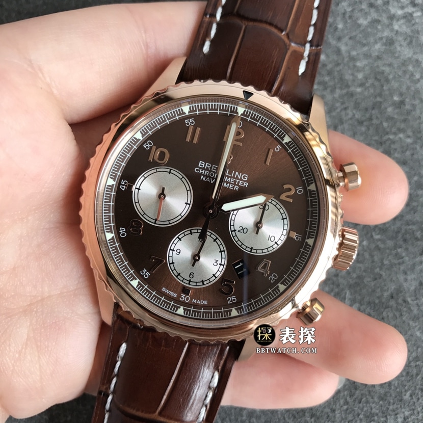 BL factory Breitling legendary aviation watch men's brown panda disk leather strap model pictures and prices front live photo