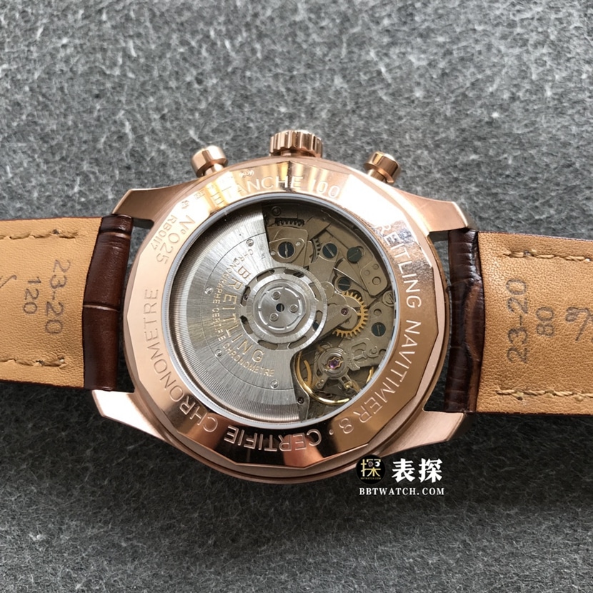 BL factory Breitling legendary aviation watch men's brown panda disc leather strap model pictures and prices caseback live photo