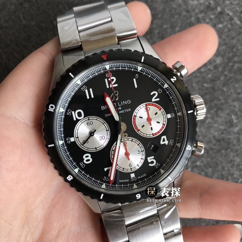BL factory Breitling Legend Aviation top-tier watch men's black panda plate steel bracelet model pictures and prices front live photo
