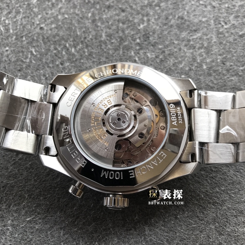 BL factory Breitling Legend Aviation top-tier watch men's black panda plate steel bracelet model pictures and prices caseback live photo