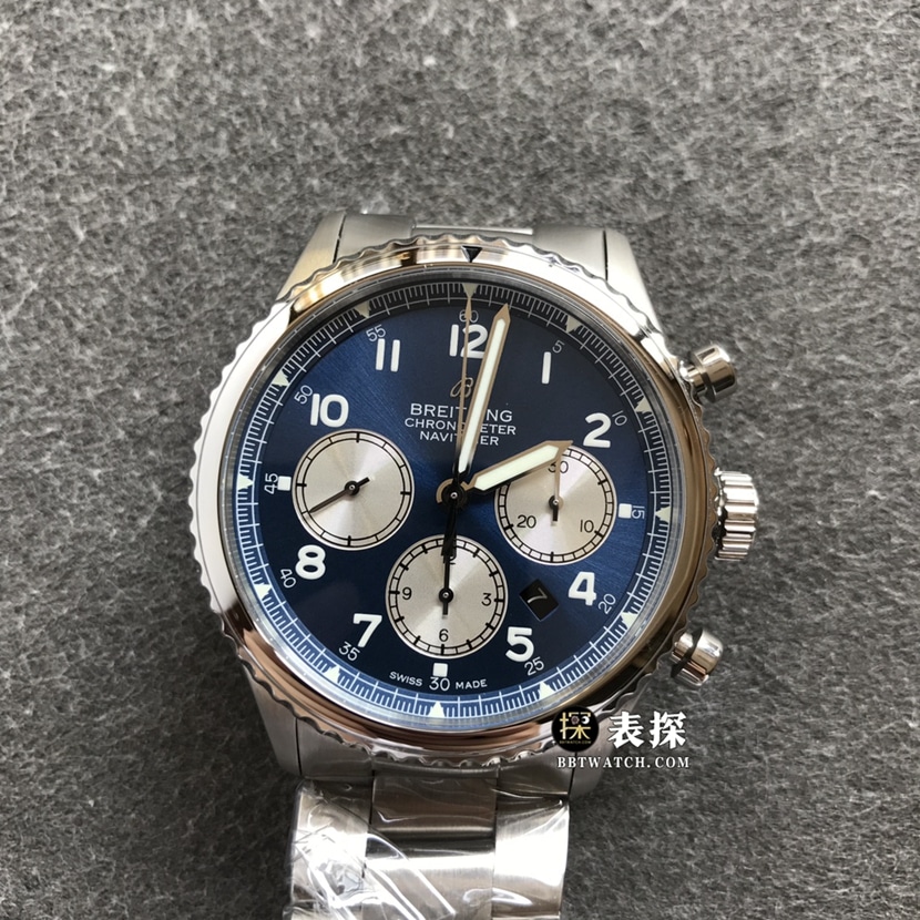 BL factory Breitling Legend Aviation top-tier 1:1high-quality watch men's blue panda plate steel bracelet model pictures and prices front live photo