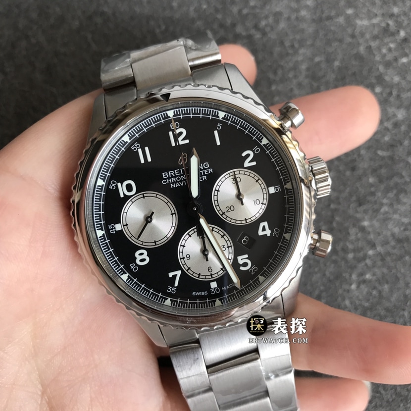 BL factory Breitling Legend Aviation top-tier watch men's black panda dial steel bracelet model pictures and prices front live photo