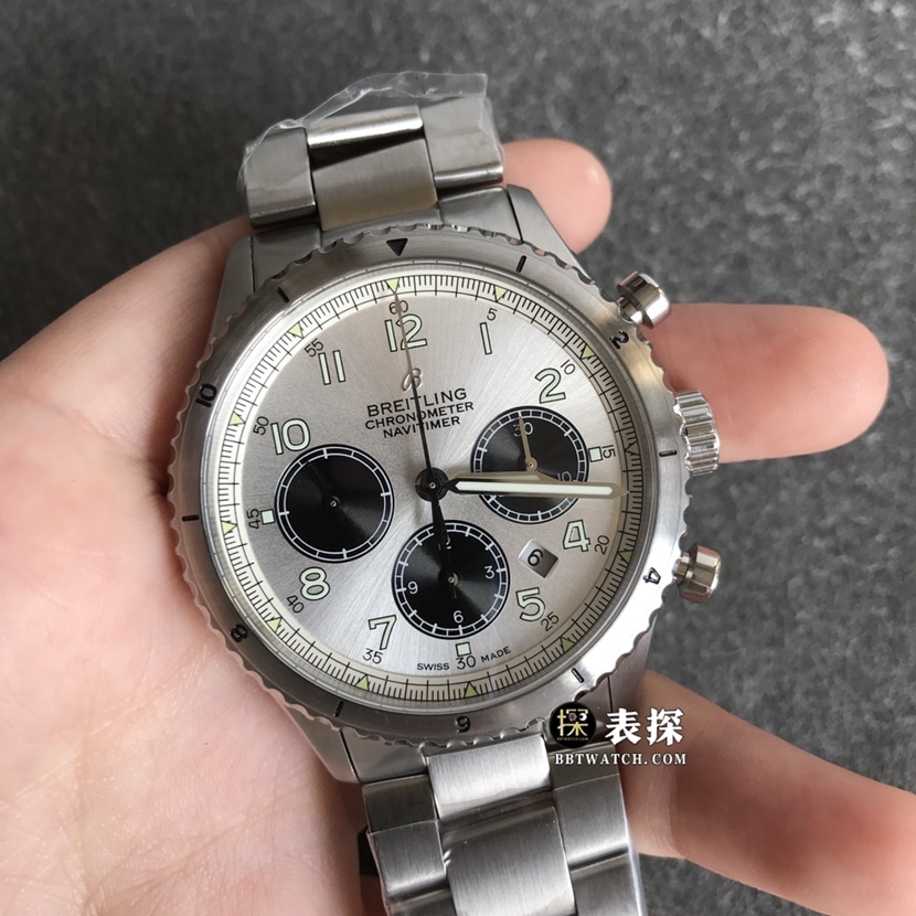 BL factory Breitling Legend Aviation top-tier watch men's silver panda plate steel bracelet model pictures and prices front live photo