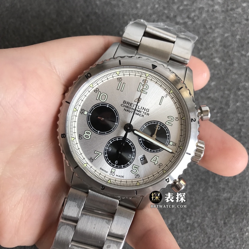 BL factory Breitling Legend Aviation top-tier watch men's silver panda plate steel bracelet model pictures and prices front live photo