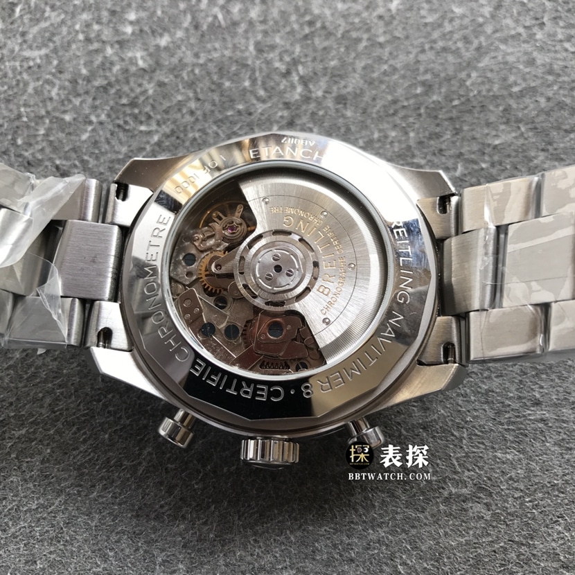 BL factory Breitling Legend Aviation top-tier watch men's silver panda plate steel bracelet model pictures and prices caseback live photo