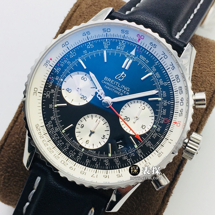 GB factory Breitling aviation chronograph11:1super watch men's black dialleather strap model pictures and prices front live photo