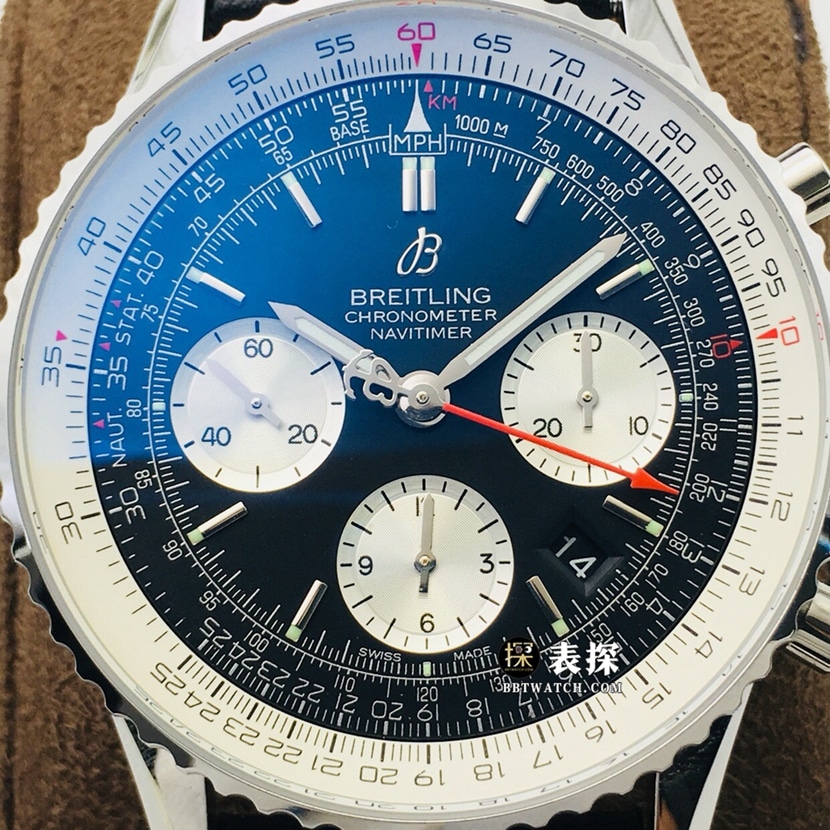 GB factory Breitling aviation chronograph11:1super watch men's black dialleather strap model pictures and prices front live photo