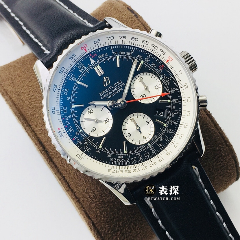 GB factory Breitling aviation chronograph11:1super watch men's black dialleather strap model pictures and prices front live photo