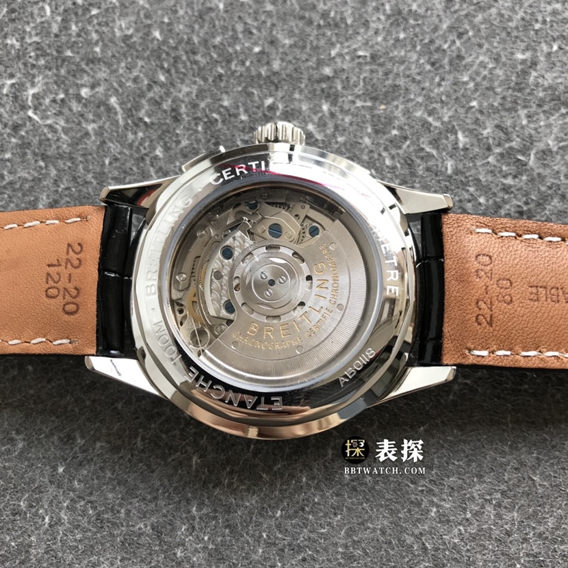 Breitling B01chronographtop-tier 1:1high-quality watch men's silver panda disk leather strap model pictures and prices caseback live photo