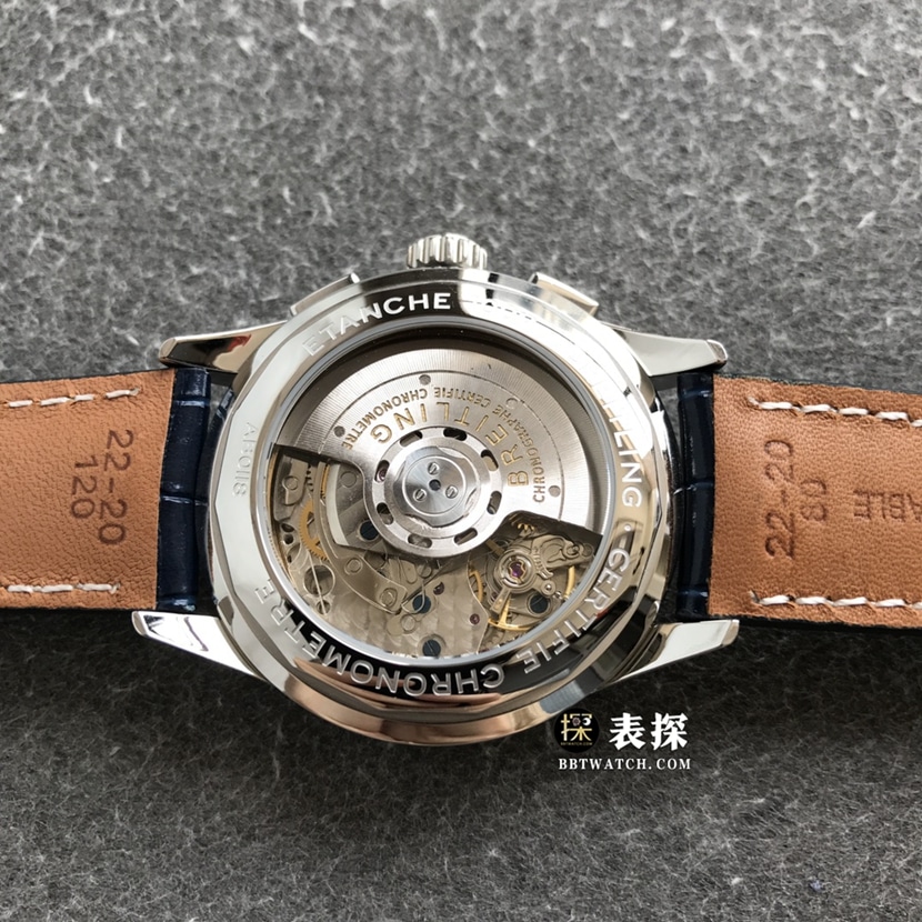 Breitling B01chronograph1:1top-tier watch men's dark blue dialleather strap model picture and price caseback live photo