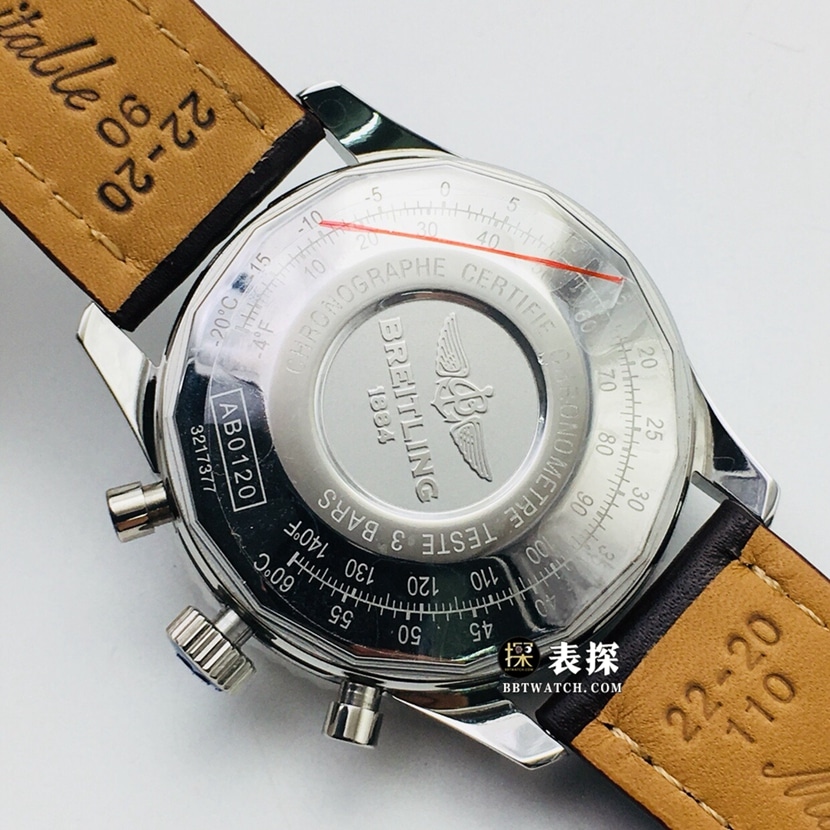 GB factory Breitling aviation chronograph1super watch men's white dialleather strap model pictures and prices caseback live photo