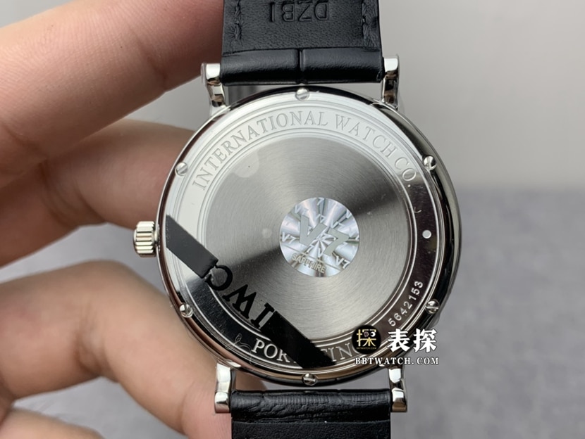 V7 factory IWC watch Portofino watch men's silver white dialleather strap model picture and price caseback live photo